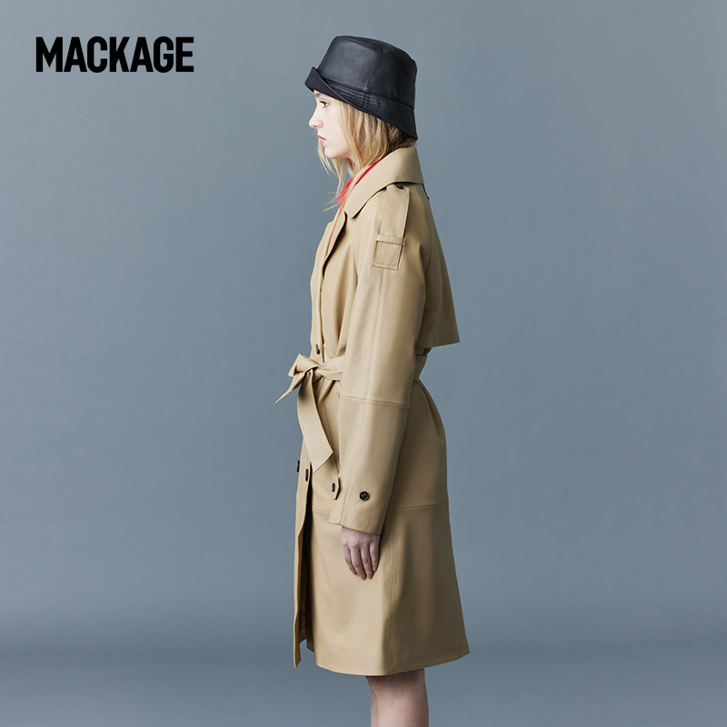 城市穿型系列-mackage女士trisha双排时尚长款宽松皮衣