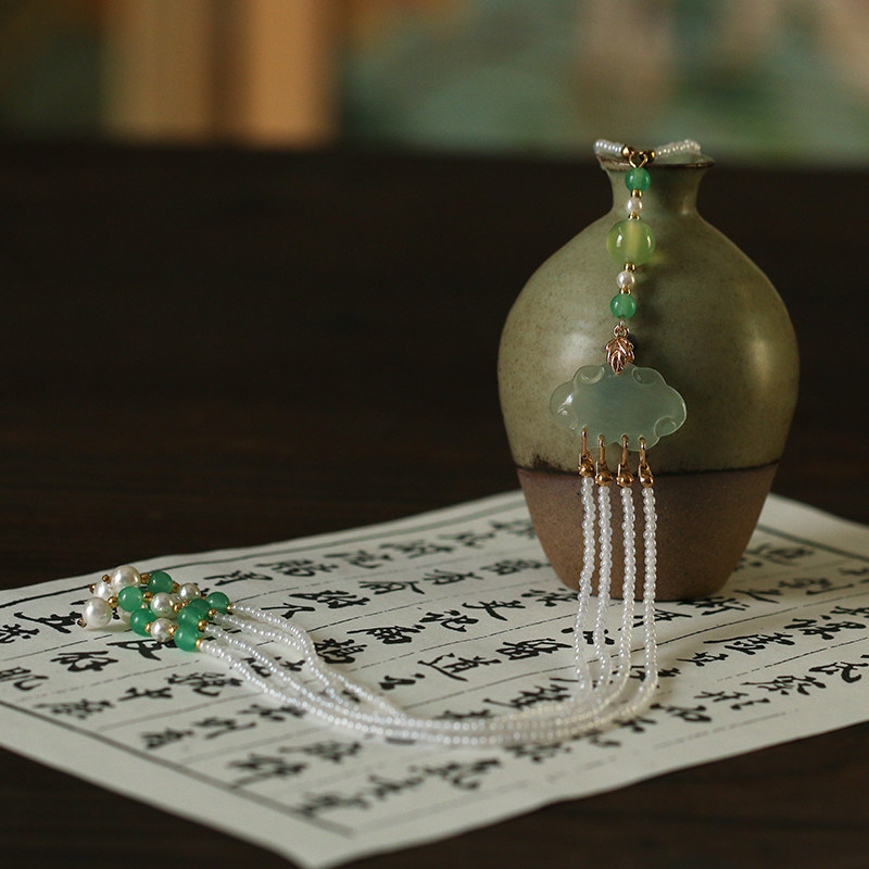 原创如意旗袍压襟挂件复古古风汉服配饰玉石其它首饰