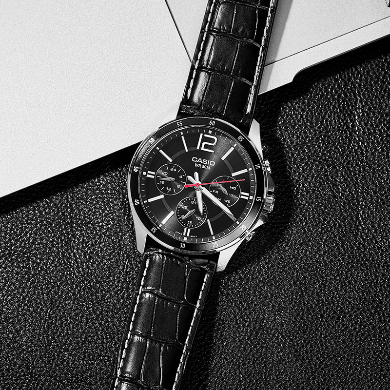 正品casio卡西欧手表男商务石英钢铁之心非机械mtp1374海外直邮