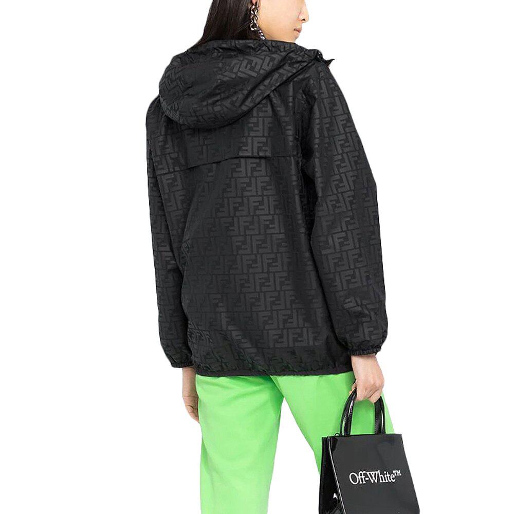 香港直邮fendi芬迪女士黑色休闲连帽双面夹克短外套