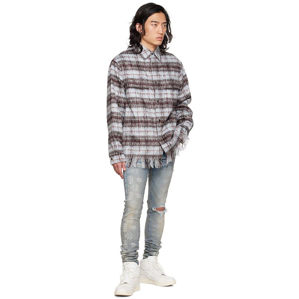 香港直邮潮奢amiri男士amiri蓝色流苏衬衫衬衫