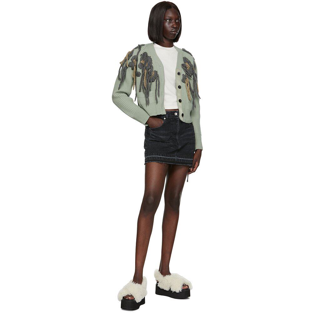 香港直邮潮奢sacai女士sacai绿色流苏开衫毛衣