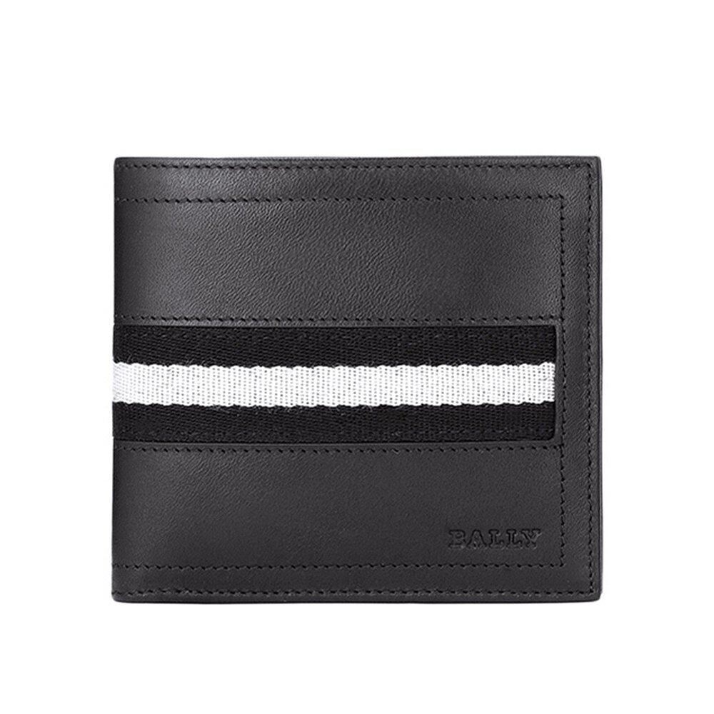 香港直邮bally巴利男款小牛牛皮经典条纹织带钱包