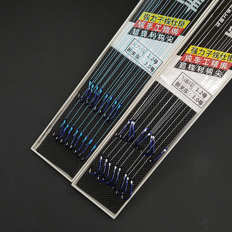 金鳞渔鱼钩成品大力马飞磕子线双钩伊势尼伊豆有倒刺新关东无刺