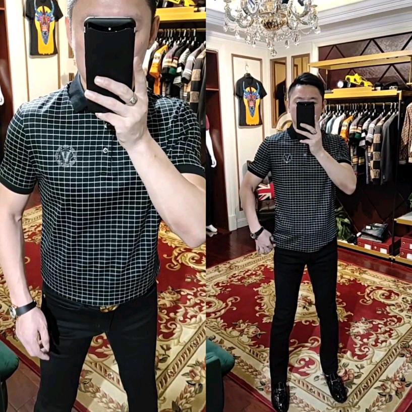 890夏季新品欧洲站欧货翻领人气高端烫钻潮舒适透气个性修身T恤衣