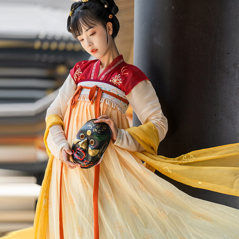 海棠襦裙三件唐背襟衫直领齐胸私语唐制汉原创汉服