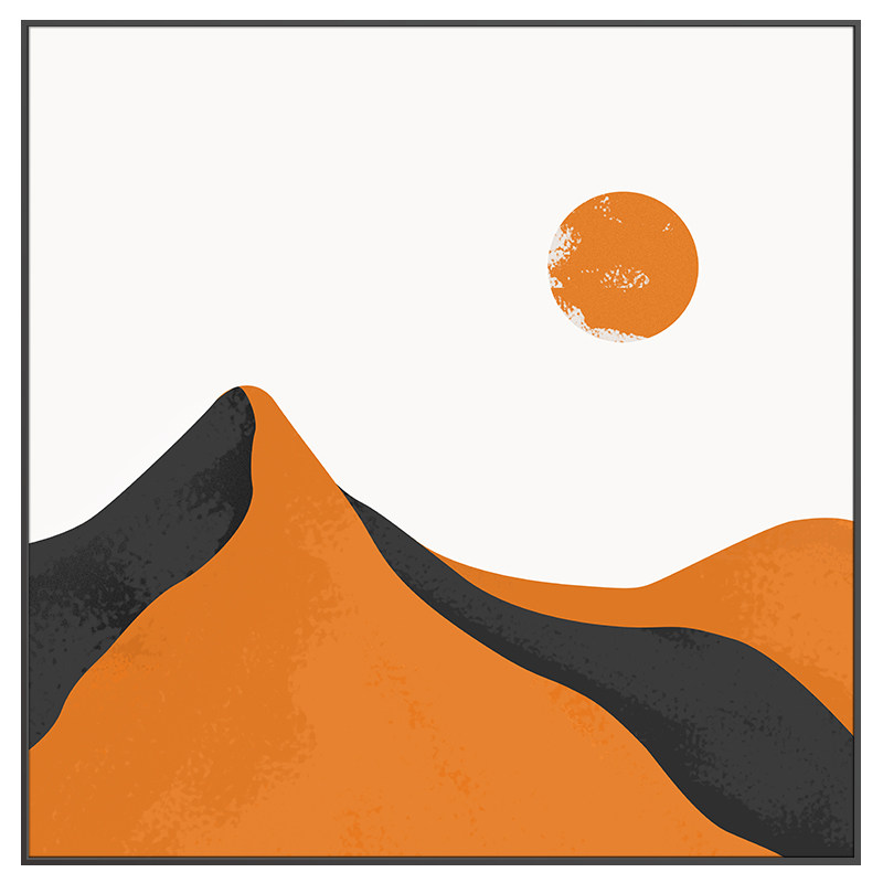 北欧文艺玄关装饰画现代简约客厅餐厅橙色正方形挂画现代装饰画