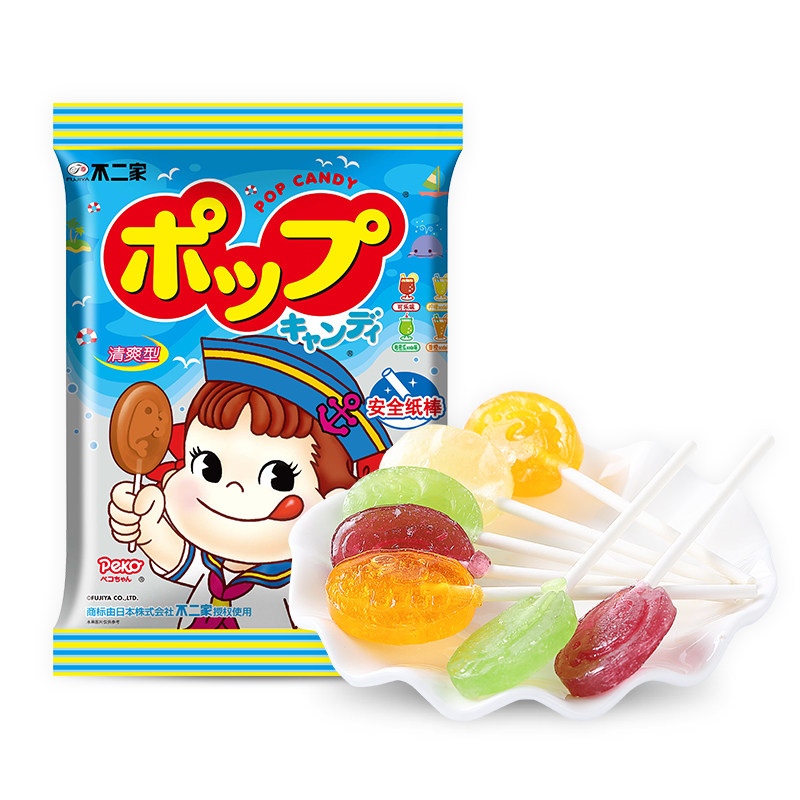 不二家棒棒糖清爽水果果味8支酷爽咸味网红儿童传统糖果