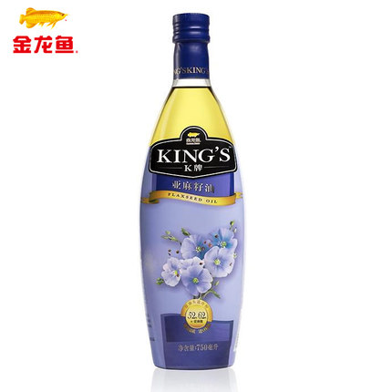 金龙鱼king亚麻籽油750ml原油进口家用炒菜煎炸亚麻籽