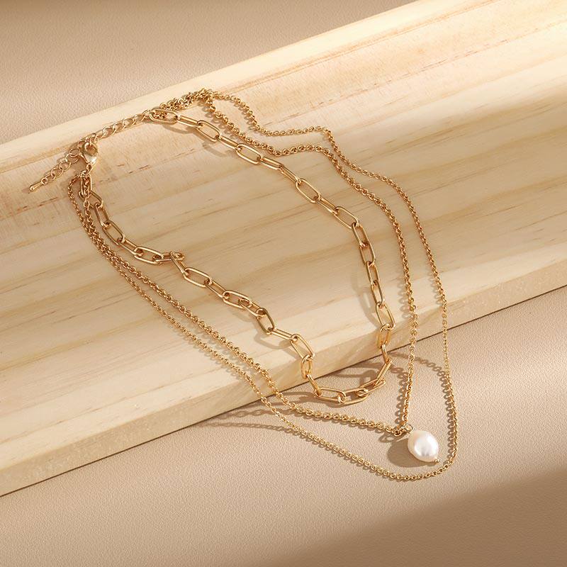 多层项链女网网红简约叠戴嘻哈颈链14k包金项链