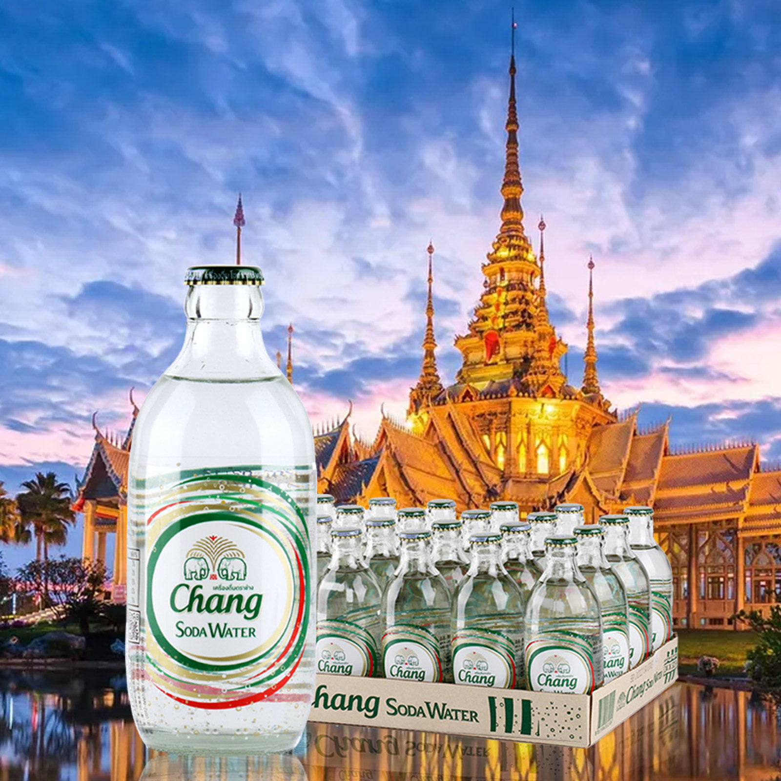 泰国进口chang象牌苏打水大象泰象苏打水气泡水325ml24瓶装整箱