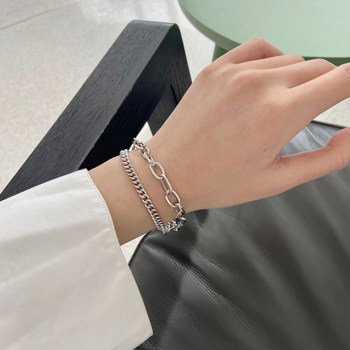 ຍີ່ປຸ່ນແລະເກົາຫຼີສະເຫຼີມສະຫຼອງອິນເຕີເນັດ niche temperament double-layer bracelet ins style trend stitching bracelet hip-hop style hand jewelry 1037