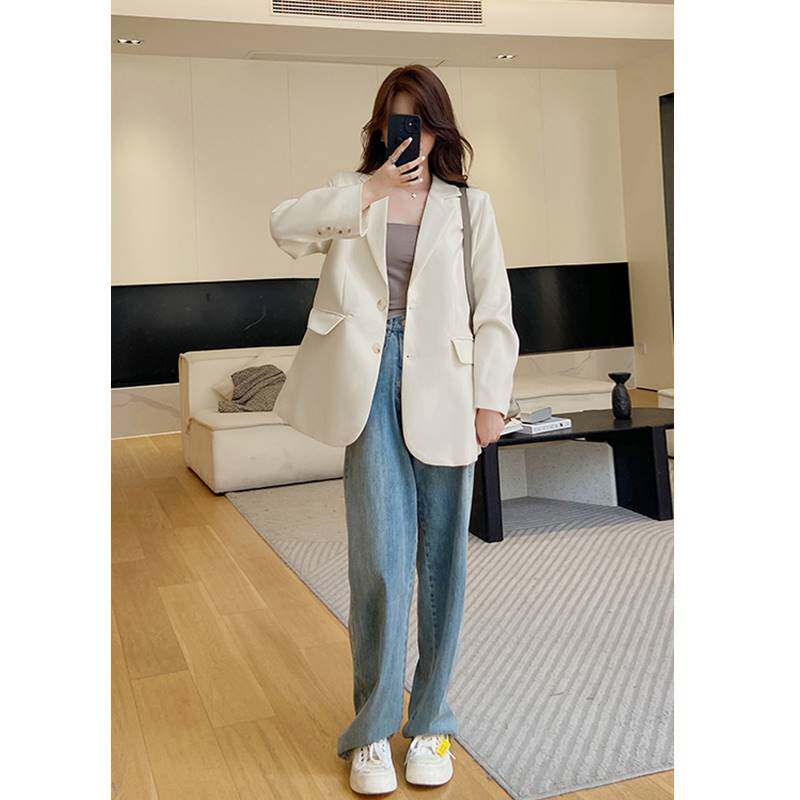 高级感炸街小西装外套女2022春秋新款气质白色西服套装设计感小众