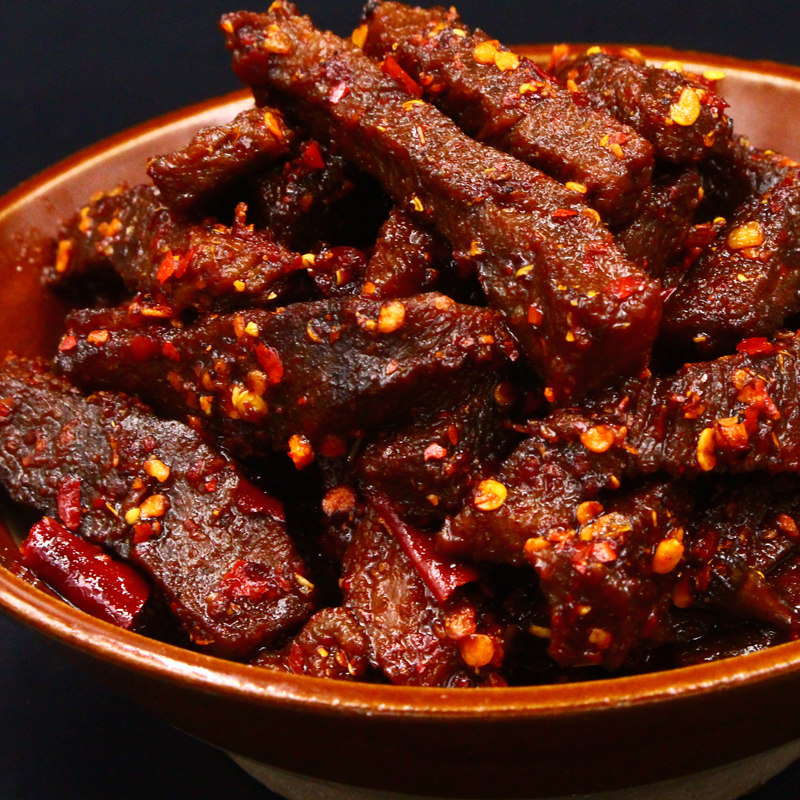 萌妖小厨 麻辣牛肉干私房菜零食四川美食即食小吃真空香辣牛肉干