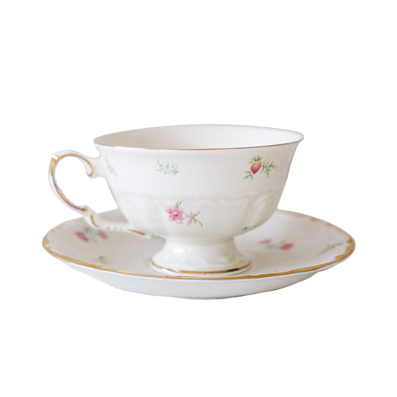 zhuose法式复古田园碎花描金陶瓷咖啡杯茶杯