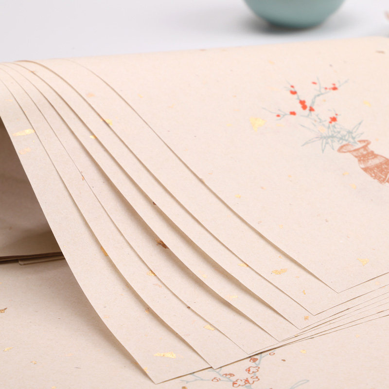 宣纸笺纸古风复古水印木板小品一笔仿古洒金宣纸