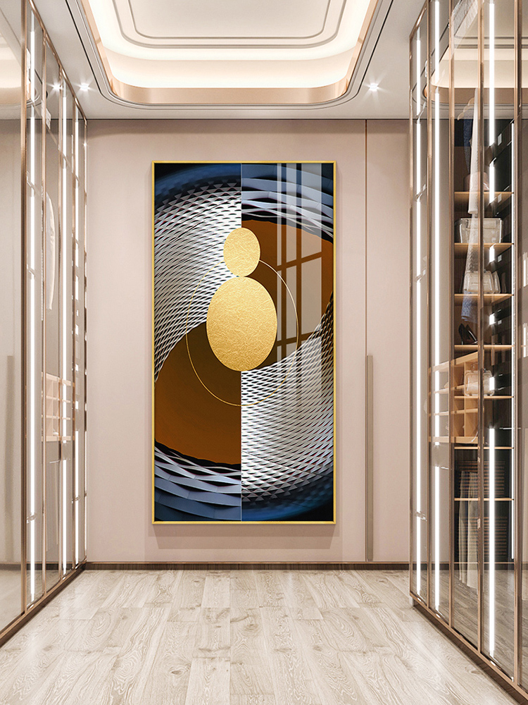 北欧玄关装饰画竖版轻奢抽象挂画走廊过道壁画现代简约大气客厅画