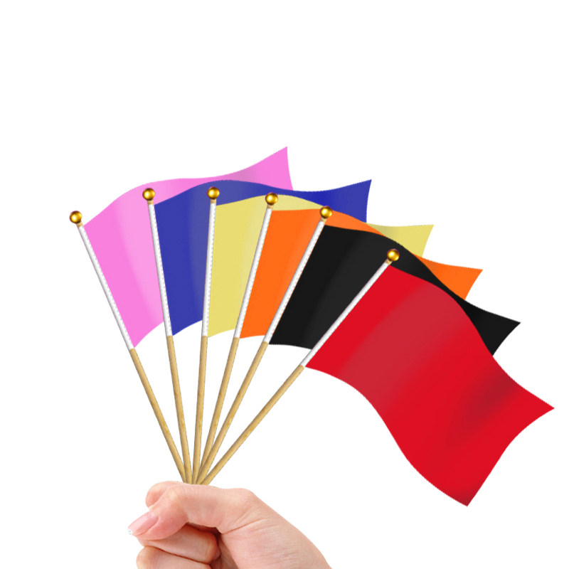 旗帜手拿小旗导游红旗装饰彩旗五彩户外广告旗帜