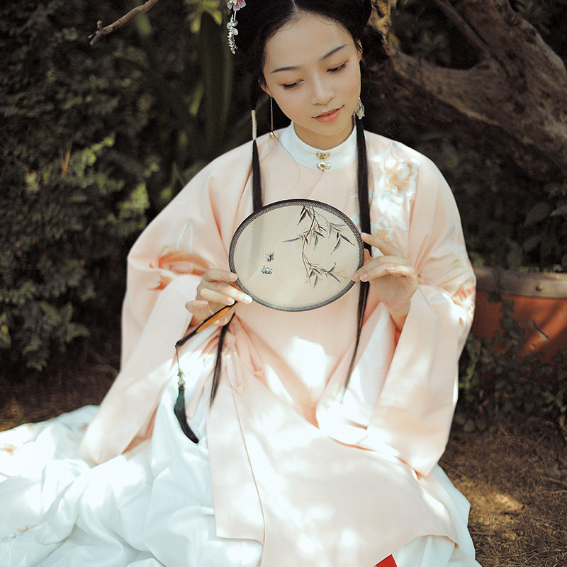 汉宫寄鳞明制原创汉服立领斜襟长衫刺绣大袖民族服装