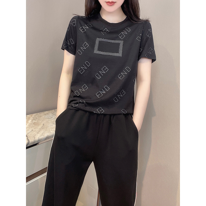 休闲小个子印花短袖圆领薄款T恤上衣欧洲站2021春夏女装新款欧货