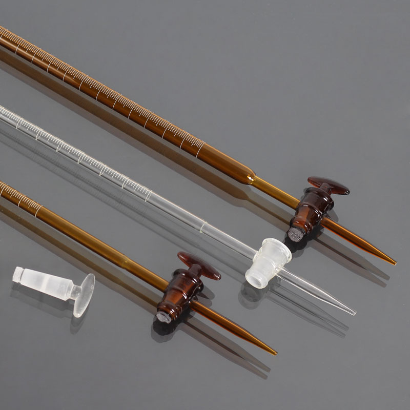 碱式滴定管透明化学实验教学仪器茶色棕色100ml皮头玻璃教学仪器