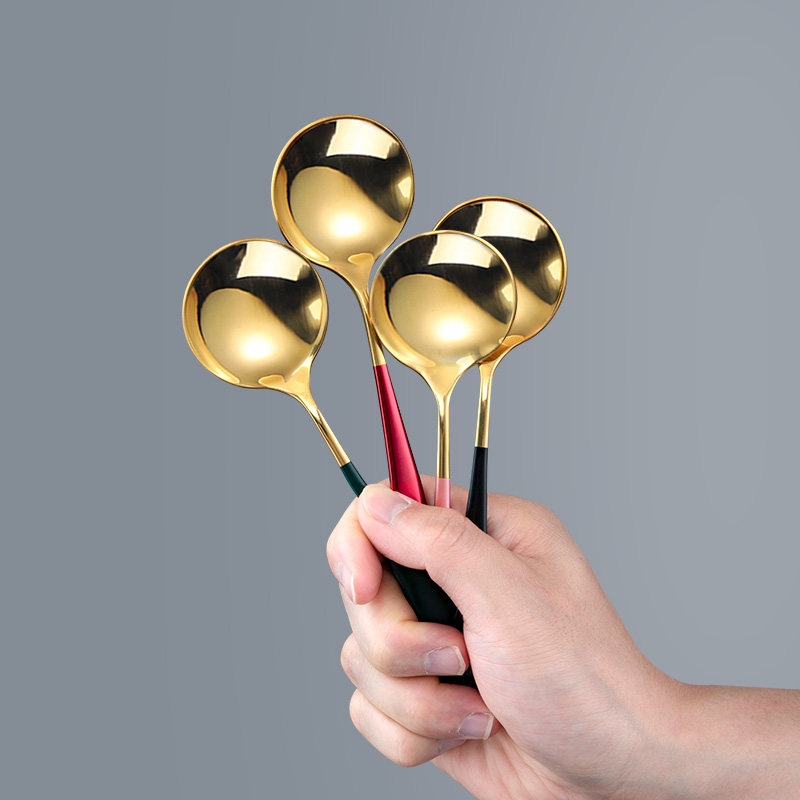 北欧欧风不锈钢短柄小勺勺子创意可爱个性欧式西餐勺