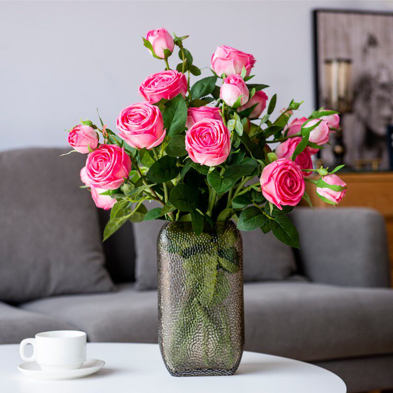 以假乱真仿真花瓶花插绢花塑料真假花束玫瑰花玫瑰仿真花