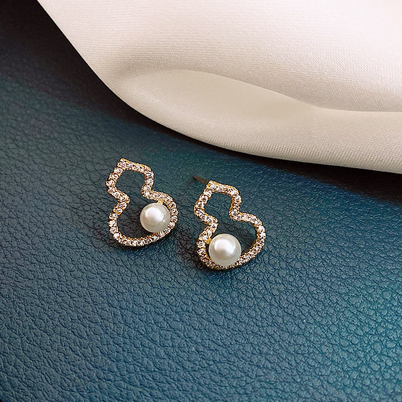 s925耳环珍珠金珍珠玫瑰简约其他韩版银针耳饰耳环