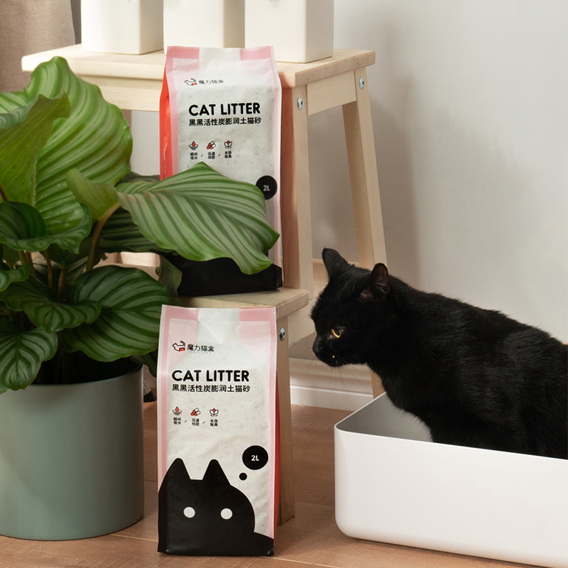 魔力猫盒 黑黑活性炭膨润土矿砂去味除臭无尘结团6L猫砂用品 - 图3