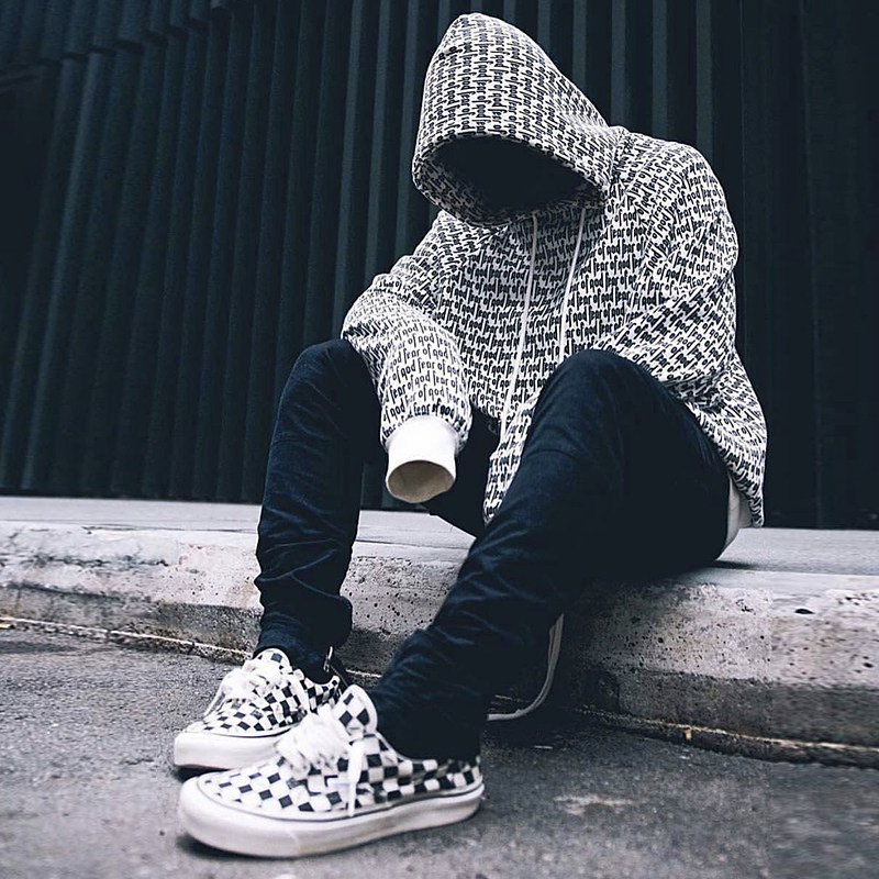 fearofgod鹿晗同款fog满印字母连帽情侣卫衣