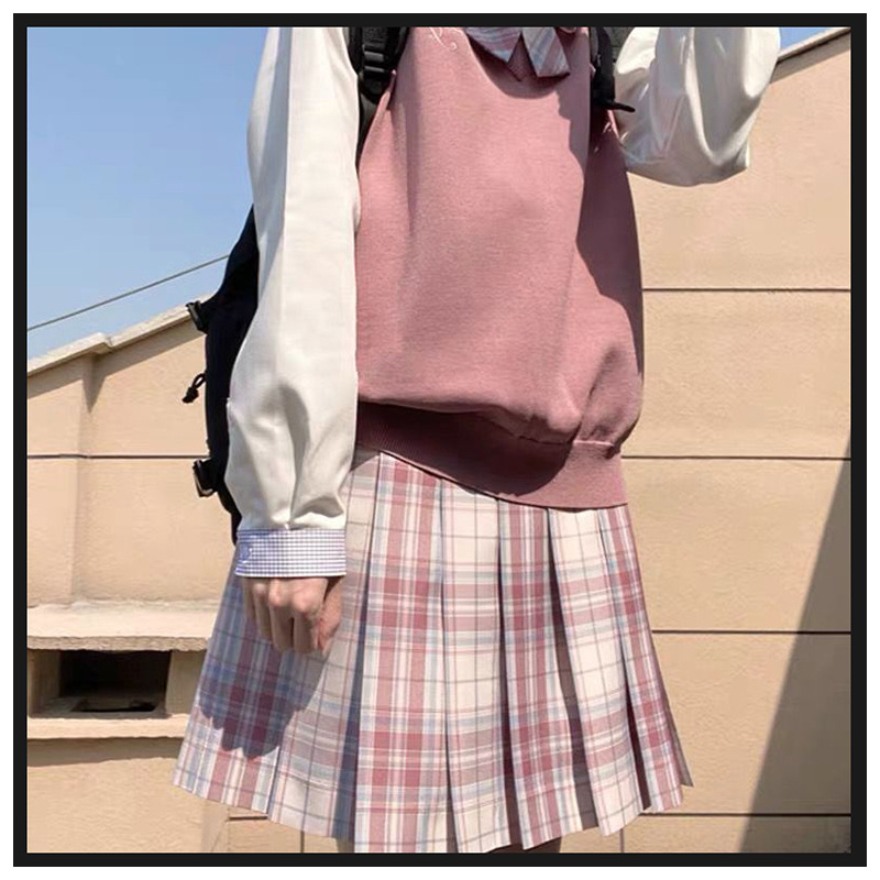 大粉格子jk制服裙兔缝缝兔姬正版套装原创学生校服