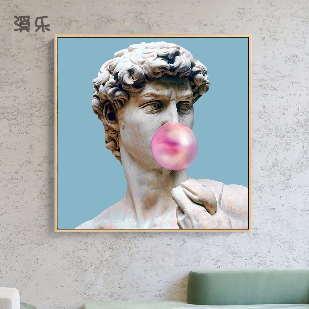 恶搞大卫原创独家石膏雕塑塑像摄影彩色波普现代装饰画