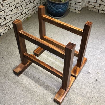 奥坎巴花实木大板桌脚桌子腿三角支架腿脚架茶桌茶台木质原木家用