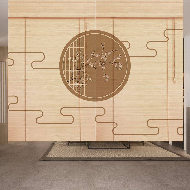 百叶新中式背景墙隔断中式竹帘百叶窗卷帘客厅新款卷帘
