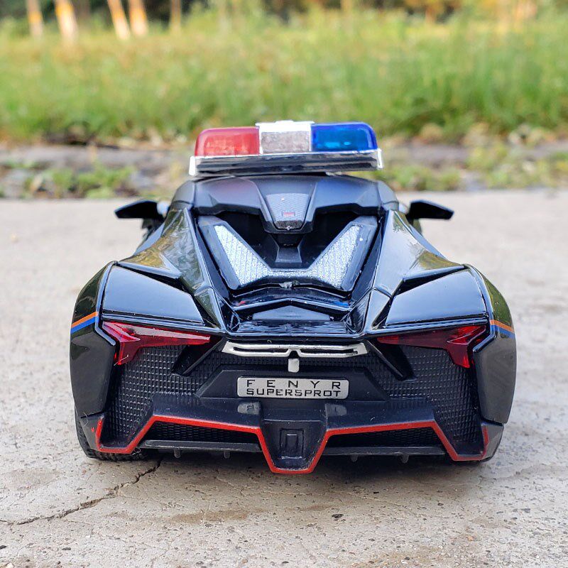 132莱肯男孩跑车警车公安特警汽车模型超跑跑车合金仿真声光玩具