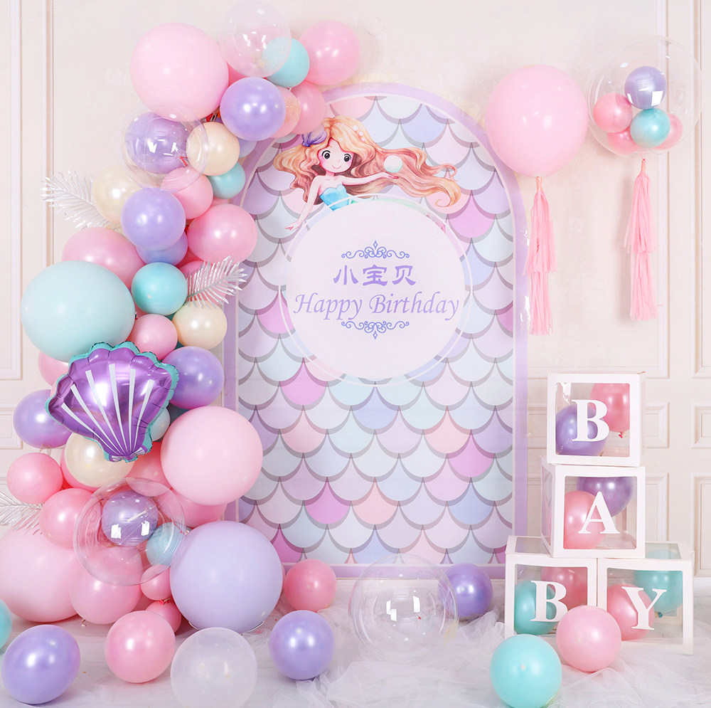 美人鱼主题生日派对装饰气球场景布置宝宝儿童装扮布置套餐