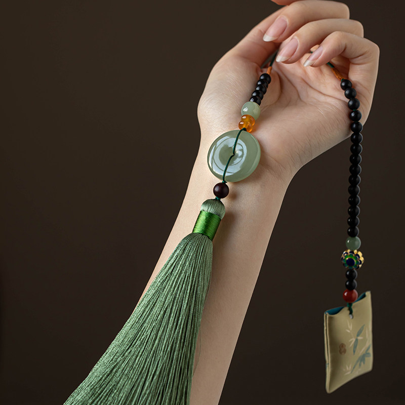 挂件朴房和田玉平平安扣汽车女神网红香包福袋车挂