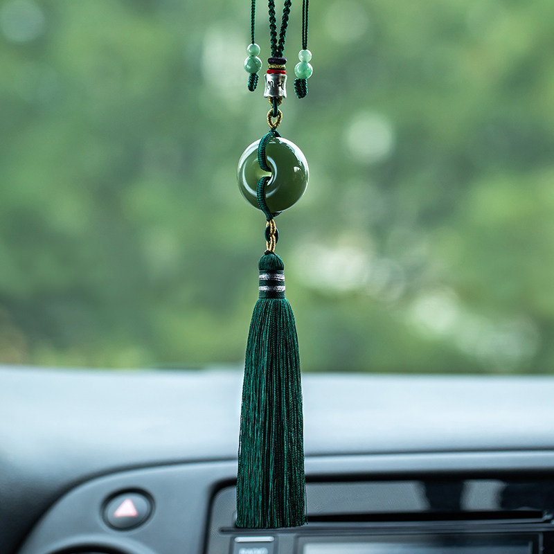朴房收藏和田玉平平安扣汽车挂件高档车内吊饰车挂