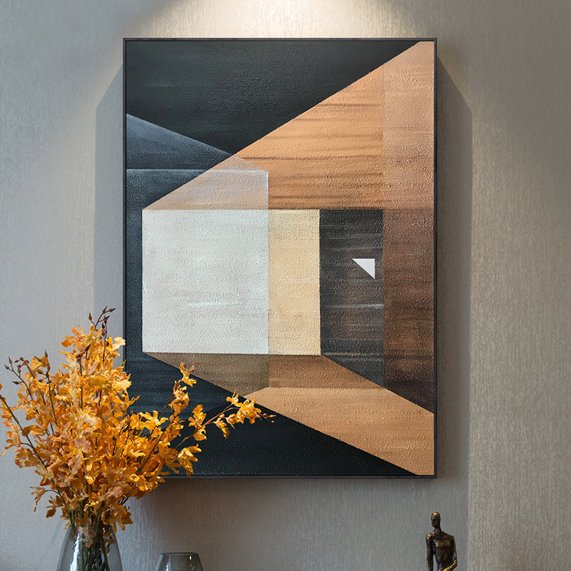 原创手绘油画几何艺术几何艺术意式简约后现代轻奢油画