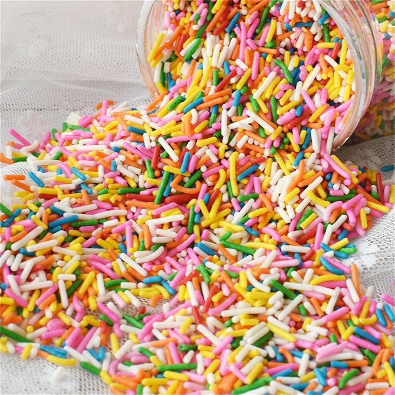 彩针巧克力彩糖针可食用彩珠网红彩色摆件七彩生日蛋糕节日装扮用品