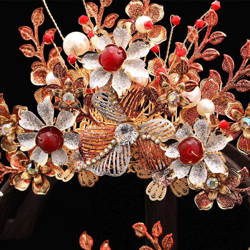 凤冠秀禾头饰新娘2020新款中式大气金色步摇发饰