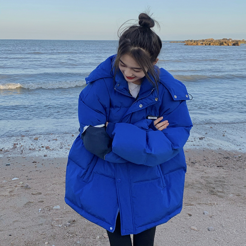 克莱因蓝羽绒棉服衣棉袄女2021年初冬新小个子加厚爆款ins外套潮