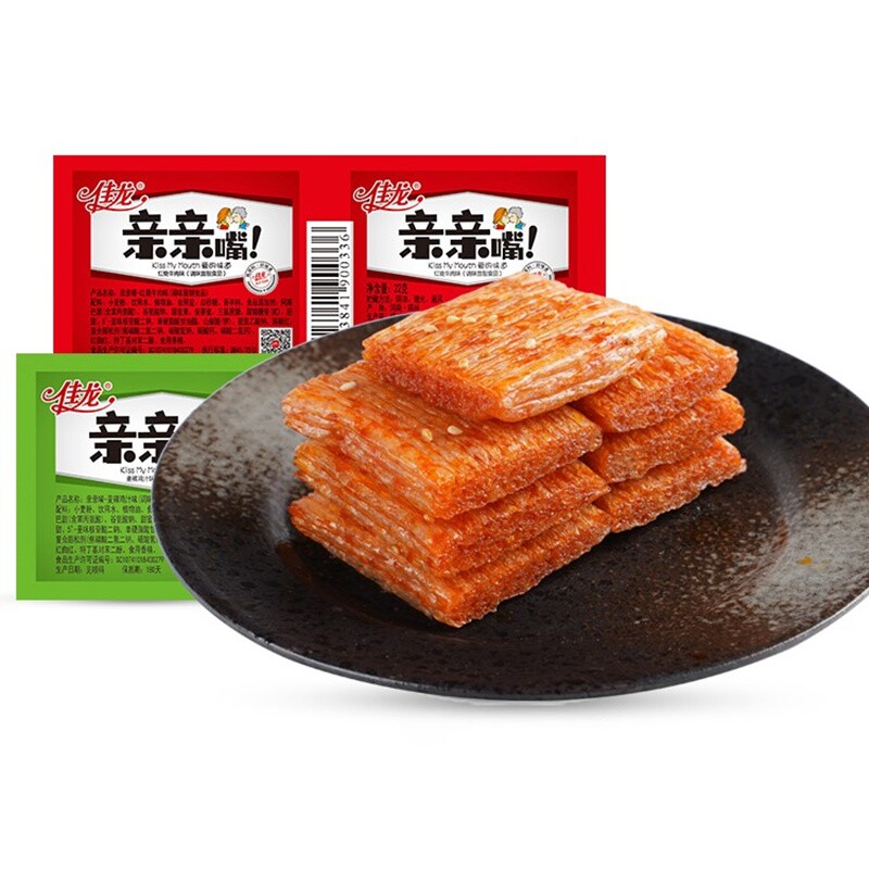 佳龙亲嘴烧辣条100片香辣大小面筋素食零食大礼包素肉