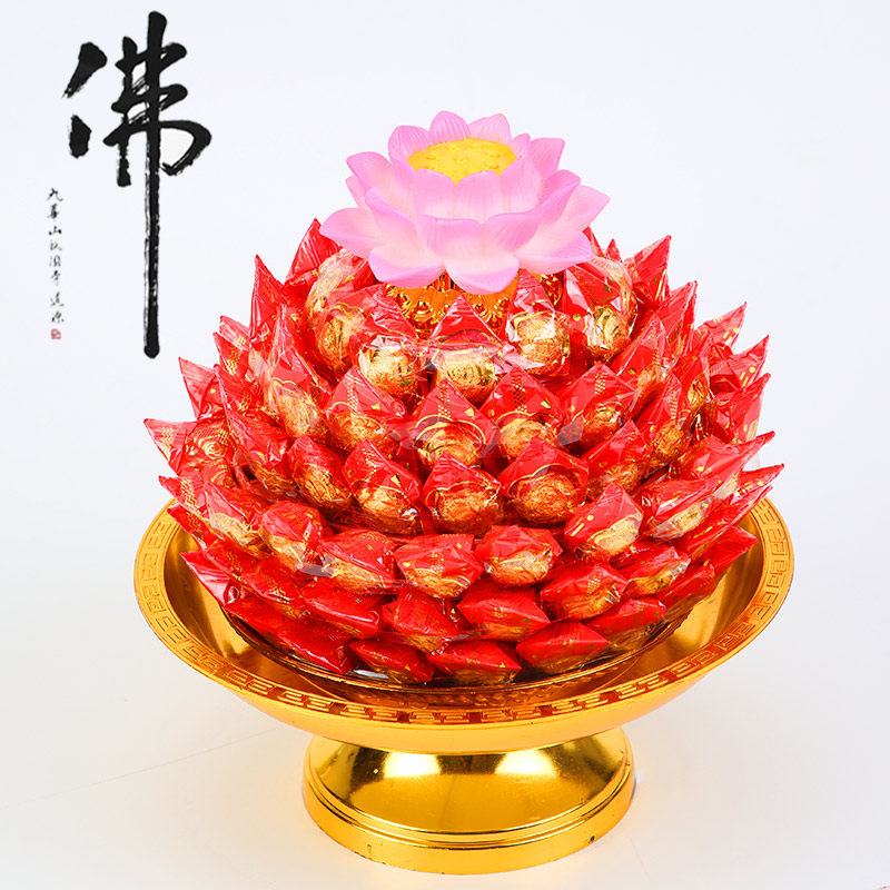 供佛糖塔贡品供品拜拜潮汕莲花糖旺糖果菠萝果盆