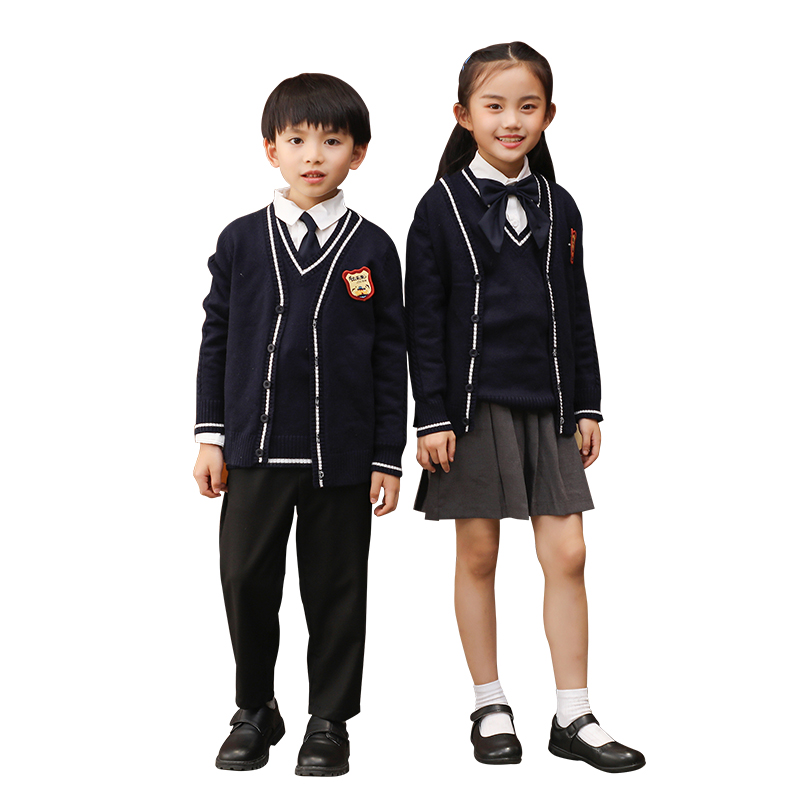 校服幼儿园小学生春秋新装纽扣扣款定制学院男女校服