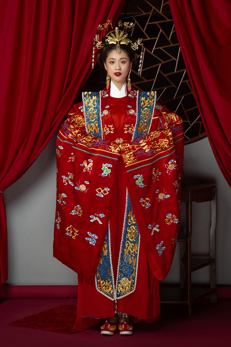 明制汉服婚服结婚花嫁拖尾中式嫁衣凤冠霞帔古装汉服