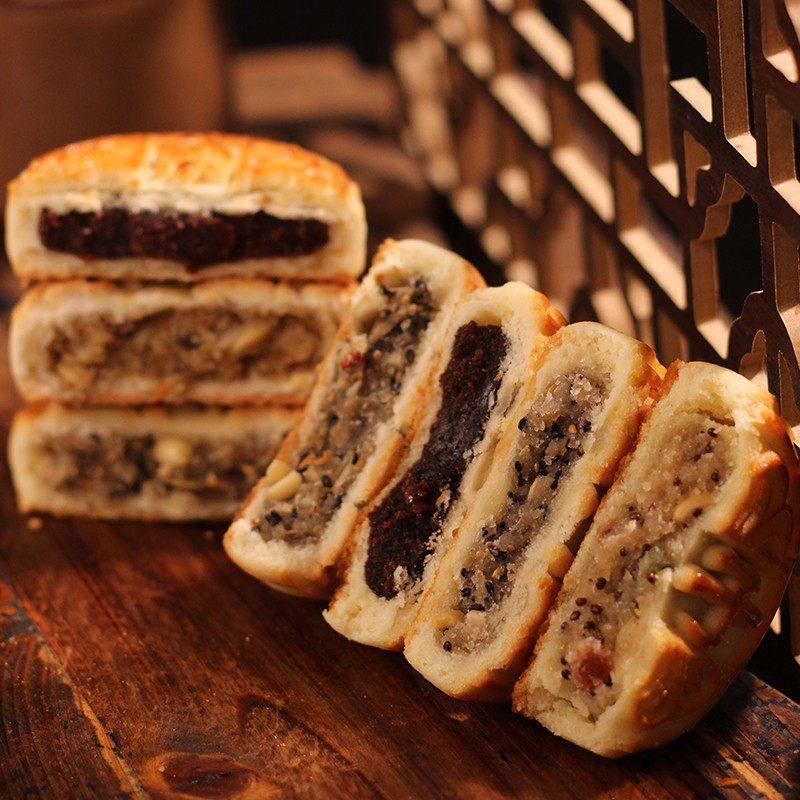 五仁月饼东北老式传统糕点手工黑芝麻豆沙枣泥木糖醇月饼中秋月饼