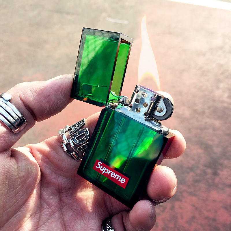 supreme打火机煤油潮牌透明个性创意男友礼物防风煤油打火机