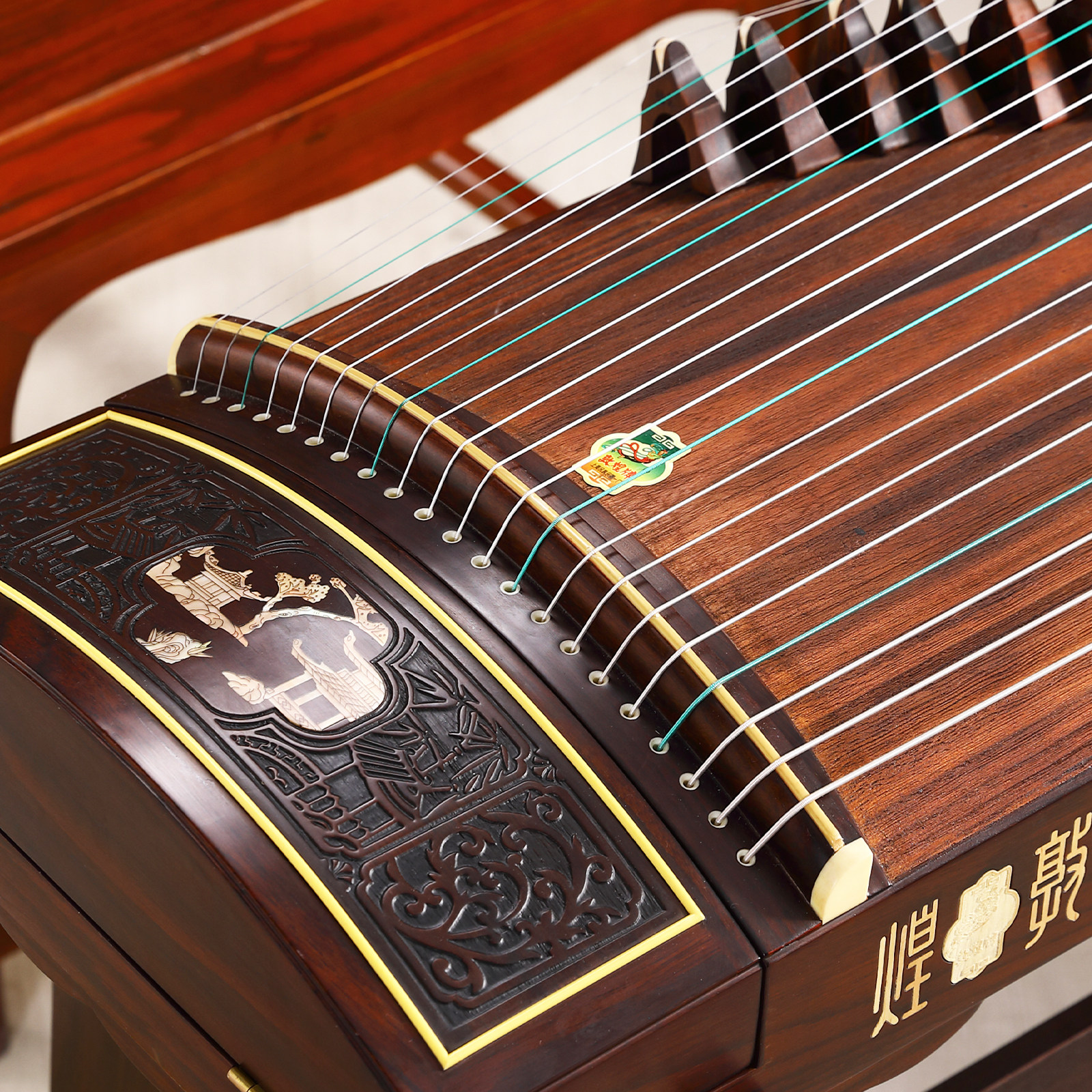 古筝敦煌旗舰店698fl梦红楼浮雕檀木收藏演奏古筝