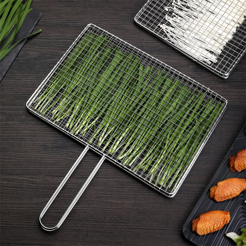 烧烤子网不锈钢夹板商用烤鱼夹烧烤架拍子蔬菜烧烤网